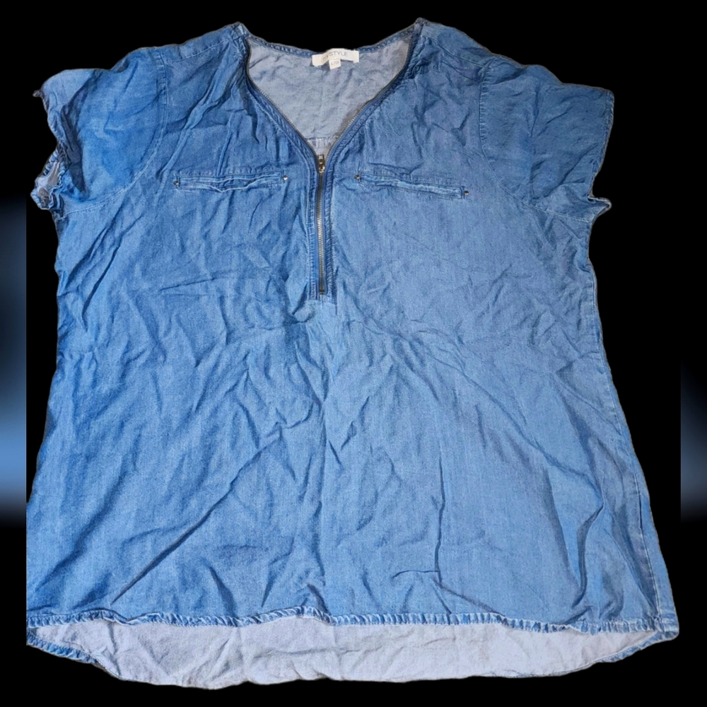 My Style Zipper V Neck Top
